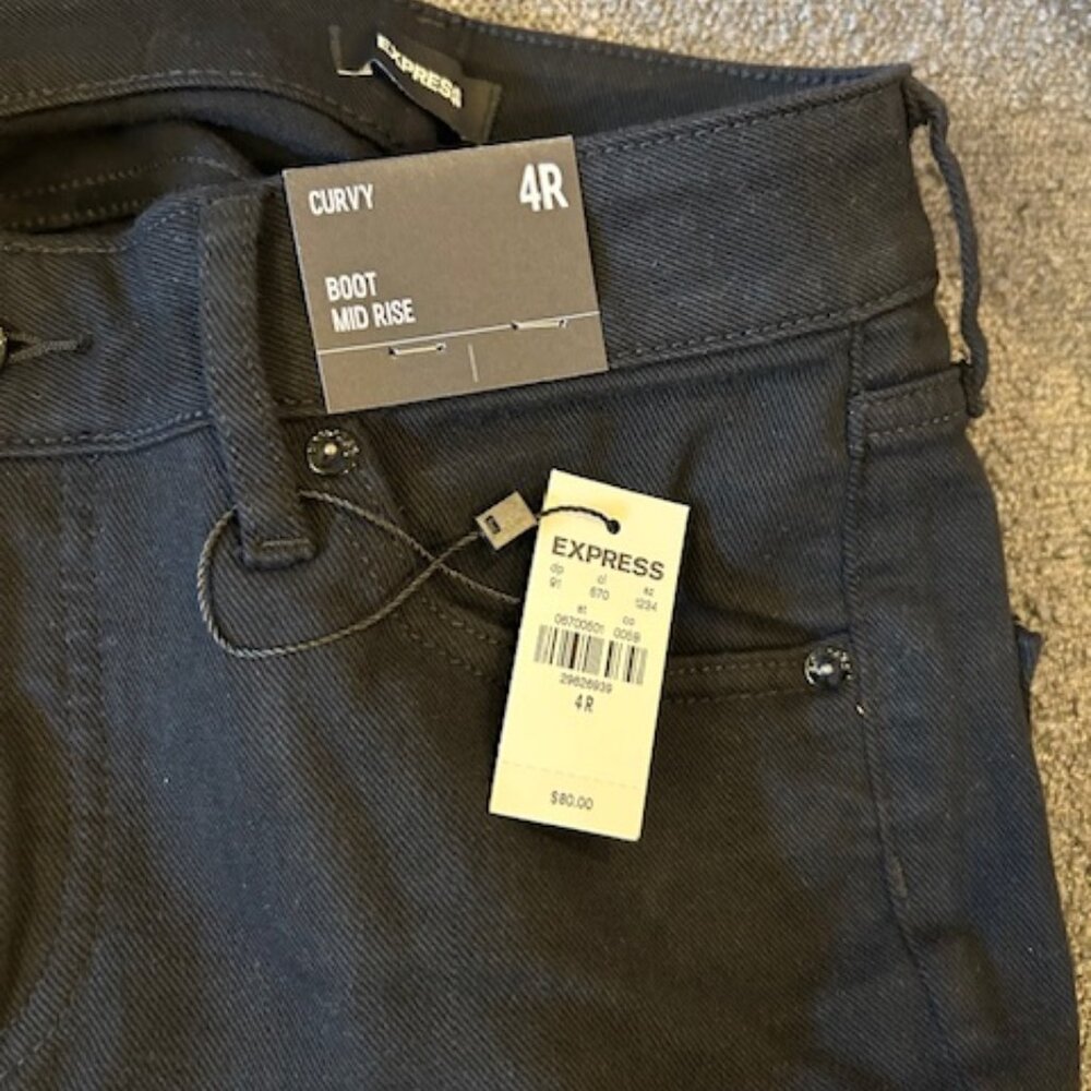 Express Curvy Mid Rise Black Bootcut Jeans - Picture 8 of 11